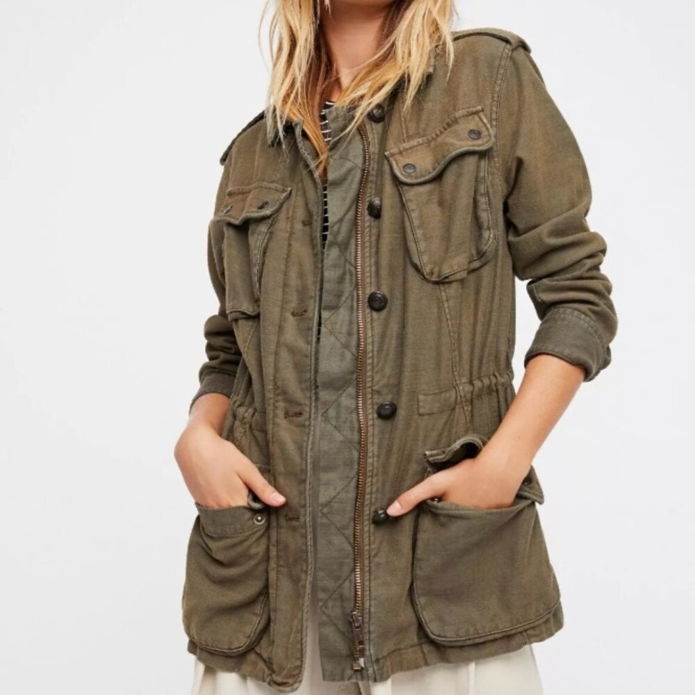 Free People Not Your Brother’s Surplus Military Jacket Women's Olive Slouchy XS